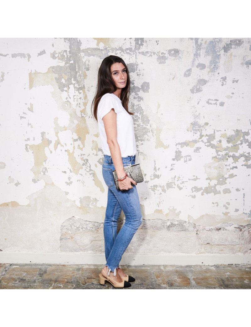 Pochette DANIEL SWAROVSKI en crocodile et cristal mesh