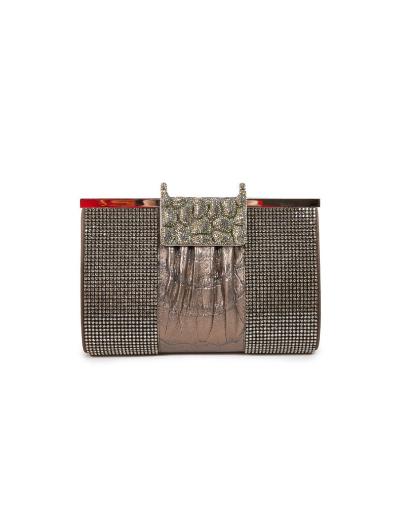 Pochette DANIEL SWAROVSKI en crocodile et cristal mesh
