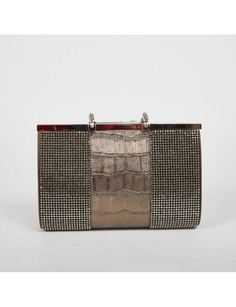 Pochette DANIEL SWAROVSKI en crocodile et cristal mesh