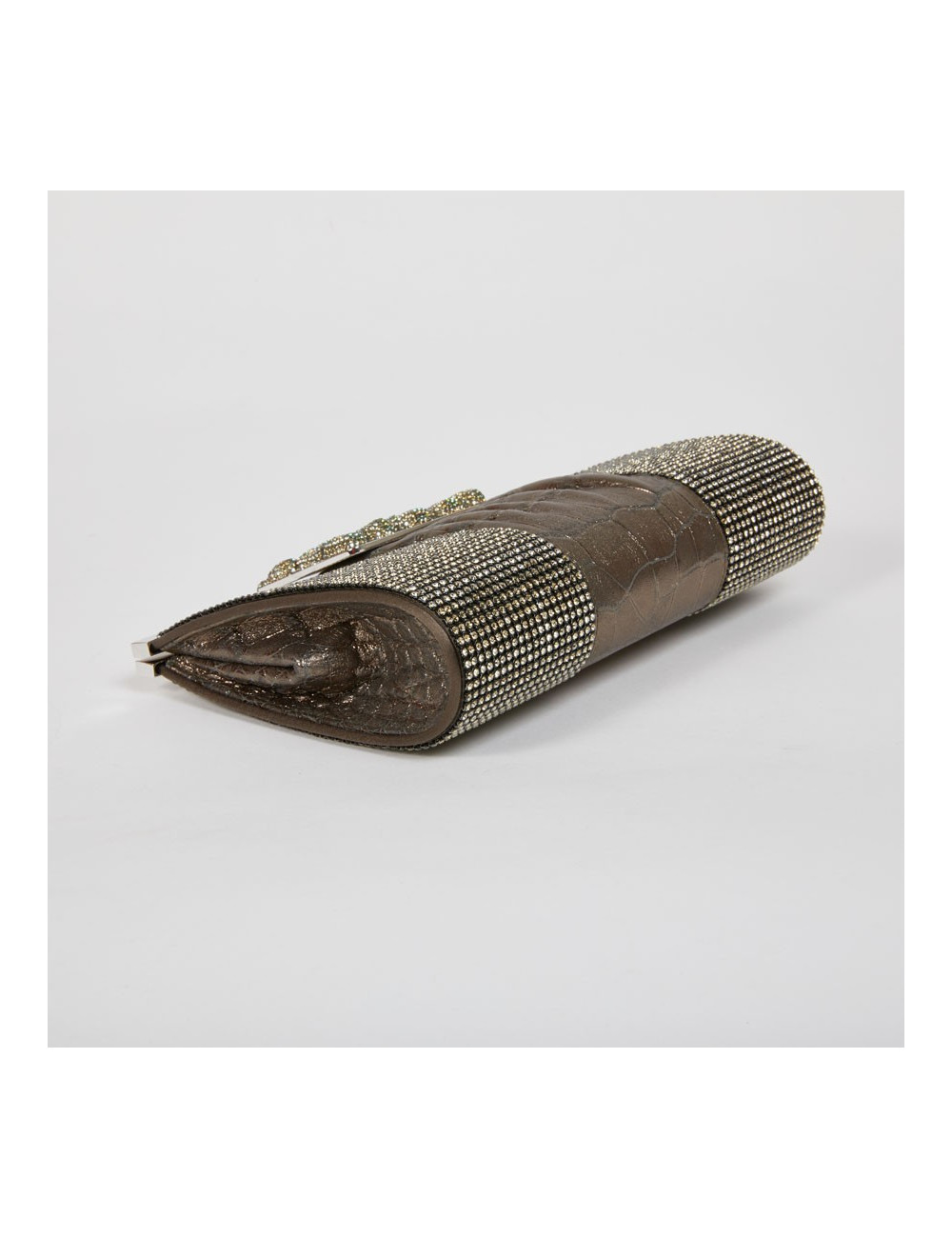 Pochette DANIEL SWAROVSKI en crocodile et cristal mesh