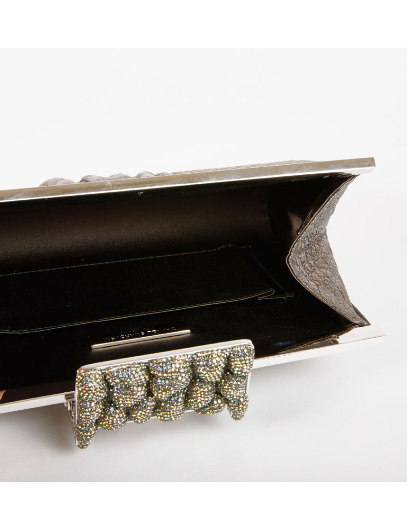 Pochette DANIEL SWAROVSKI en crocodile et cristal mesh