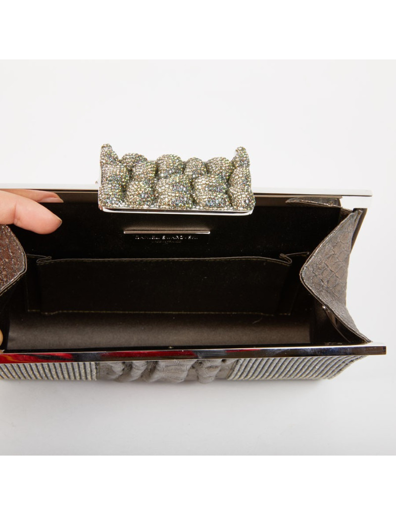 Pochette DANIEL SWAROVSKI en crocodile et cristal mesh