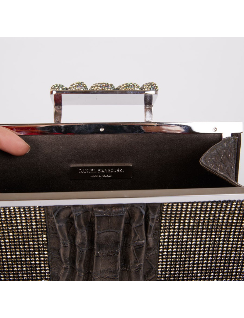 Pochette DANIEL SWAROVSKI en crocodile et cristal mesh