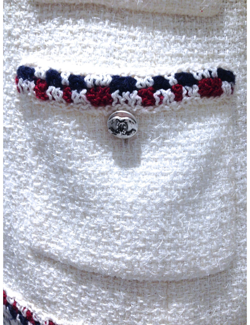 Veste CHANEL en tweed écru T 42