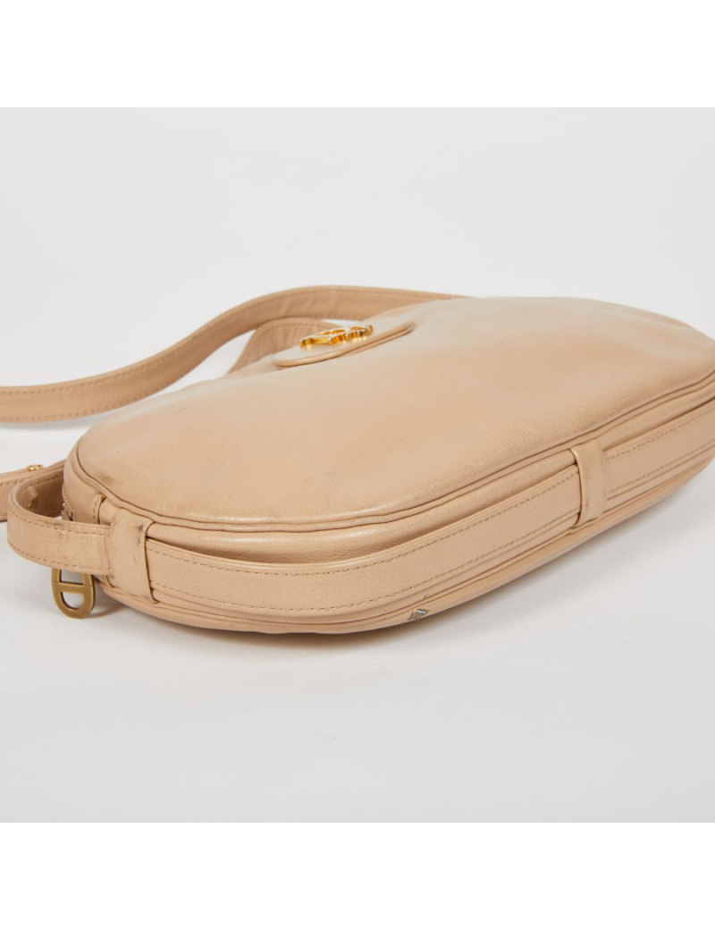 Sac CHRISTIAN DIOR vintage bandoulière cuir beige