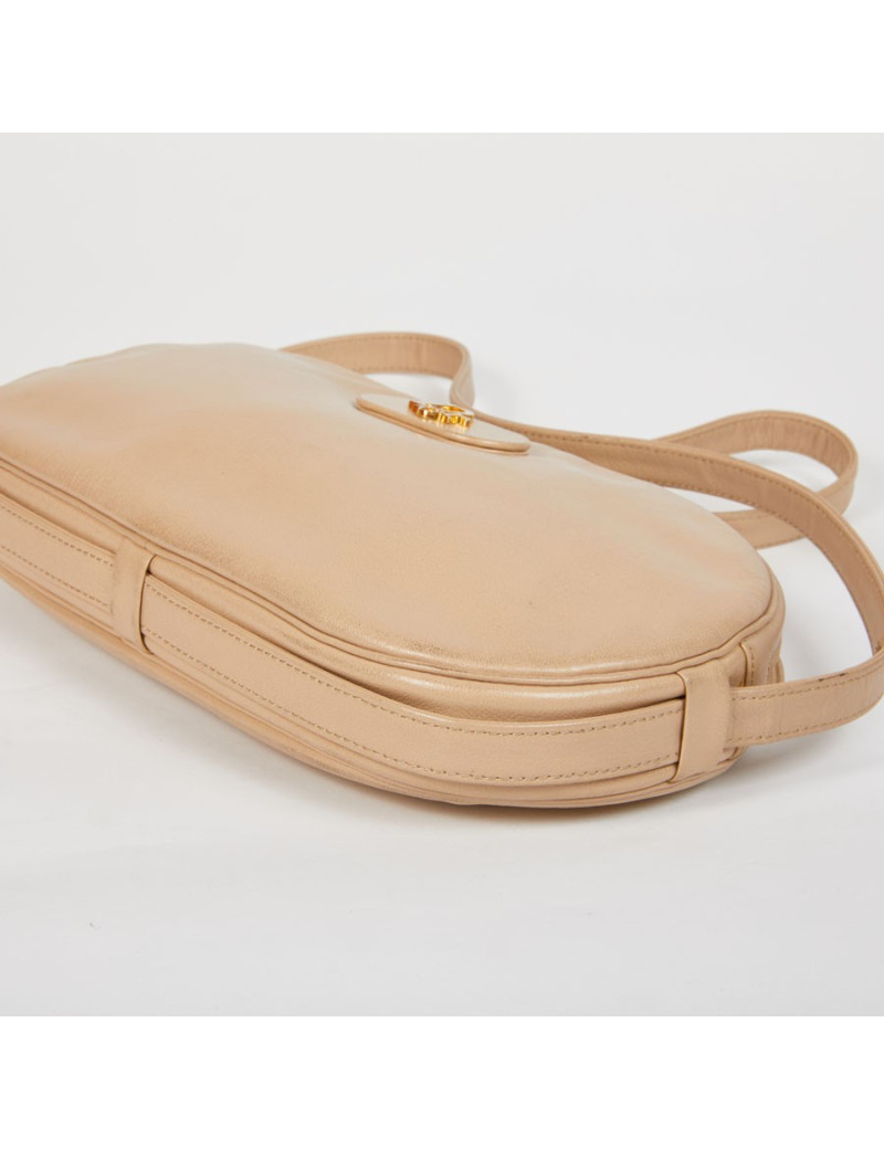 Sac CHRISTIAN DIOR vintage bandoulière cuir beige