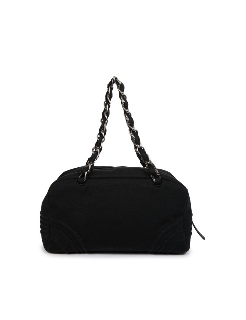 Sac CHANEL bowling en tissu jersey noir