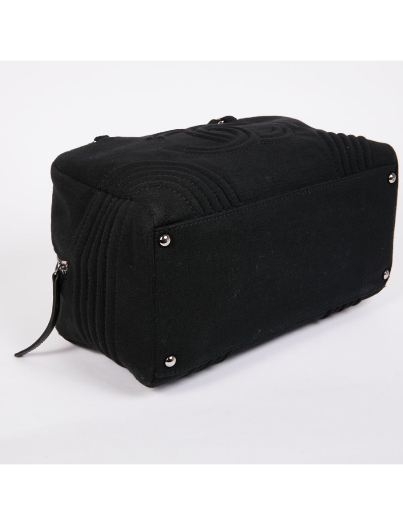Sac CHANEL bowling en tissu jersey noir