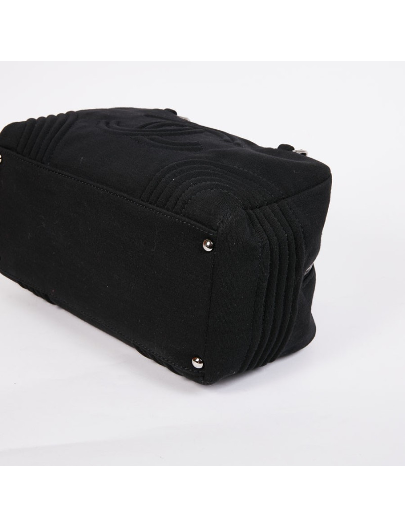 Sac CHANEL bowling en tissu jersey noir