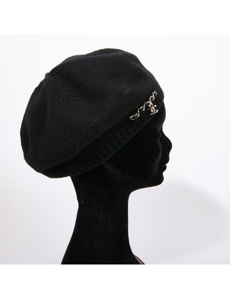 Béret CHANEL cachemire noir 