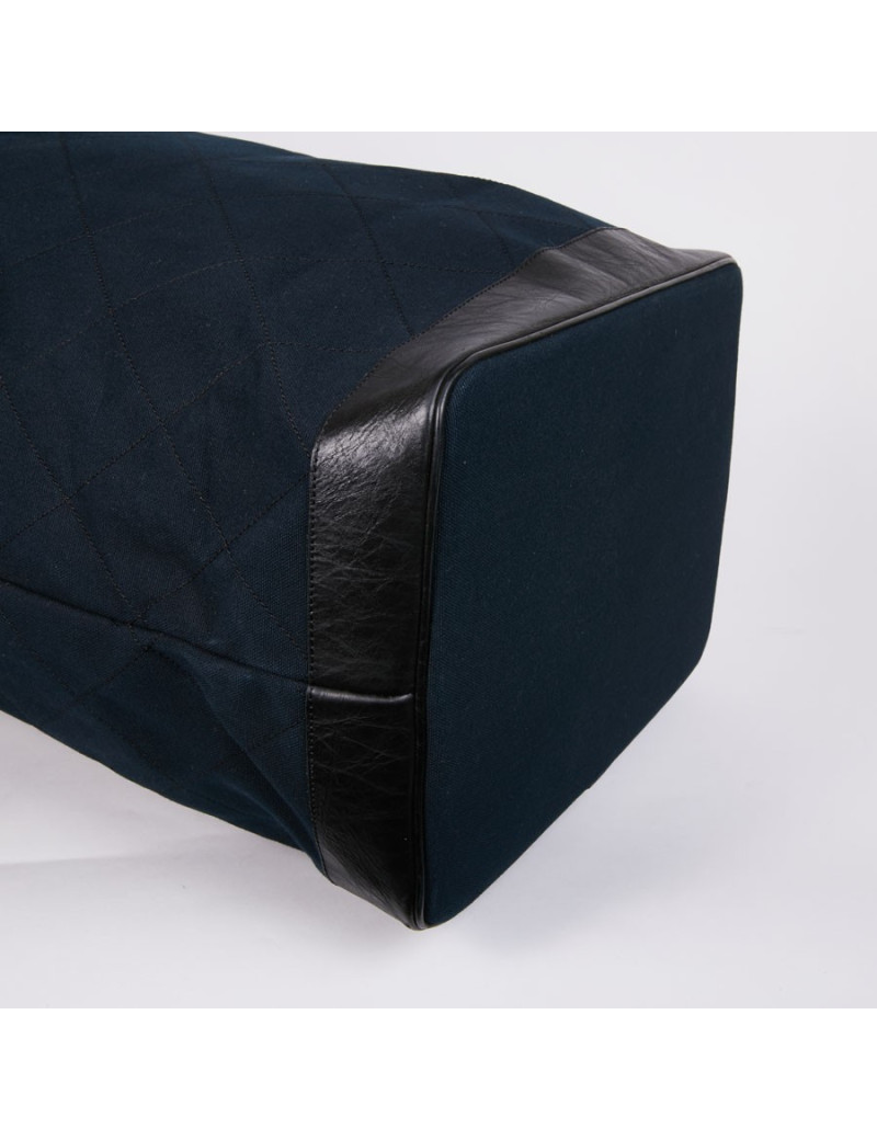 sac de golf CHANEL toile et cuir bleu nuit