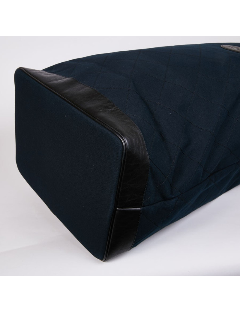 sac de golf CHANEL toile et cuir bleu nuit