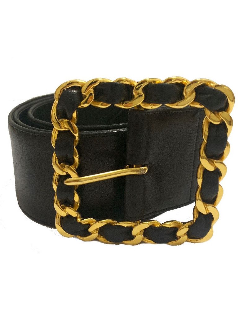 Ceinture vintage CHANEL cuir noir