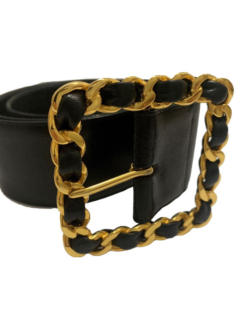 Ceinture vintage CHANEL cuir noir