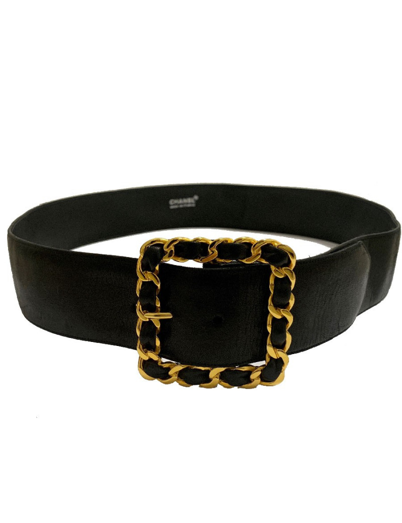 Ceinture vintage CHANEL cuir noir