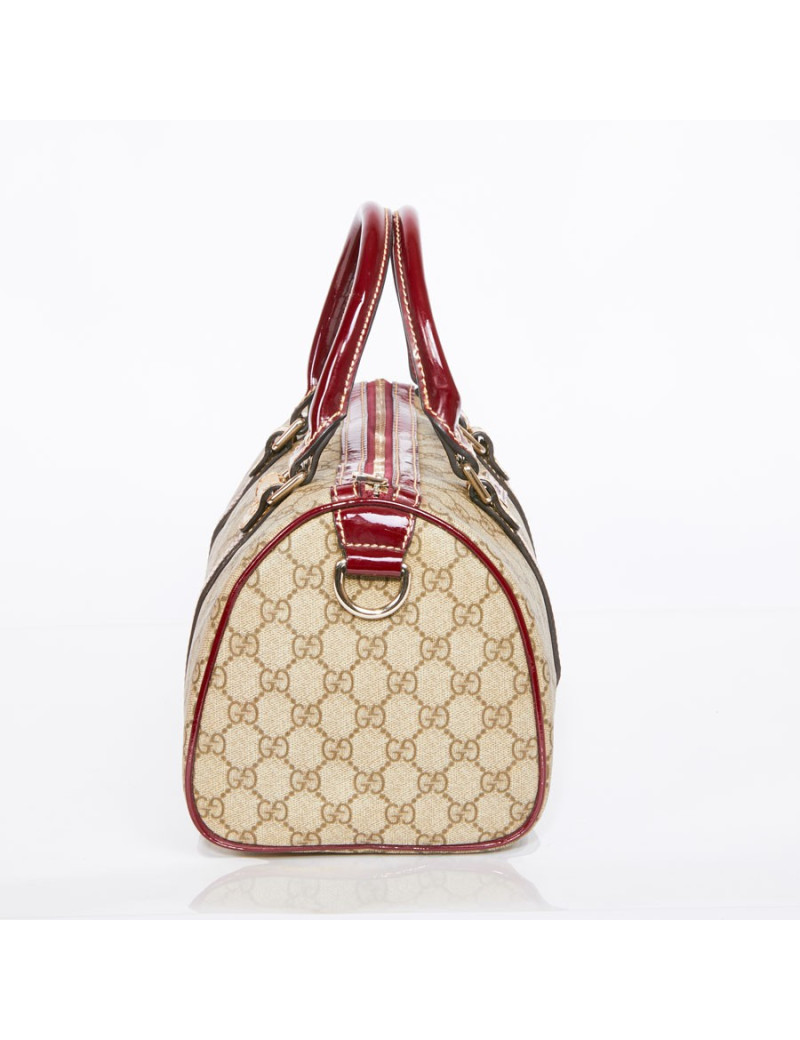 Sac GUCCI toile monogram et cuir verni bordeaux