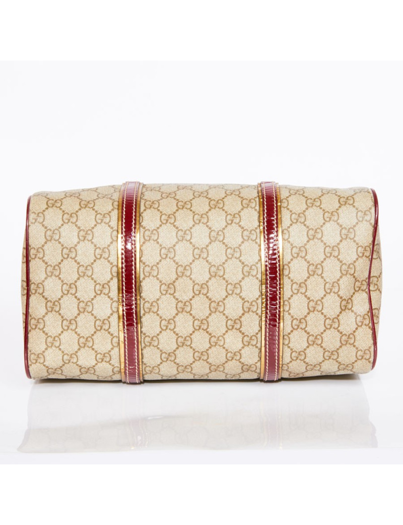 Sac GUCCI toile monogram et cuir verni bordeaux
