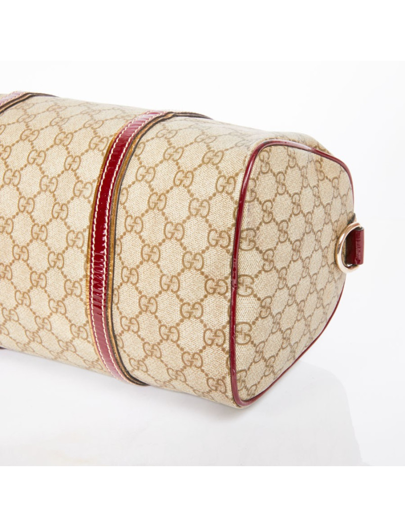 Sac GUCCI toile monogram et cuir verni bordeaux