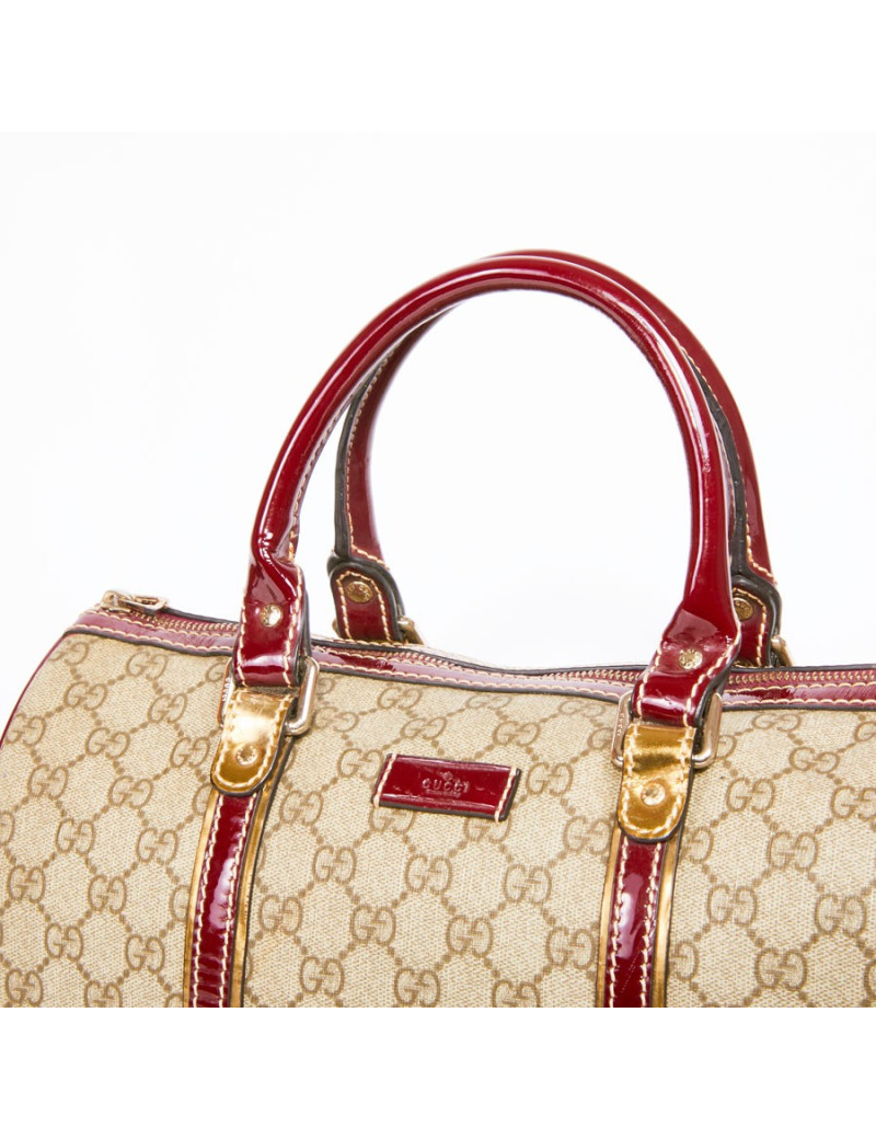 Sac GUCCI toile monogram et cuir verni bordeaux