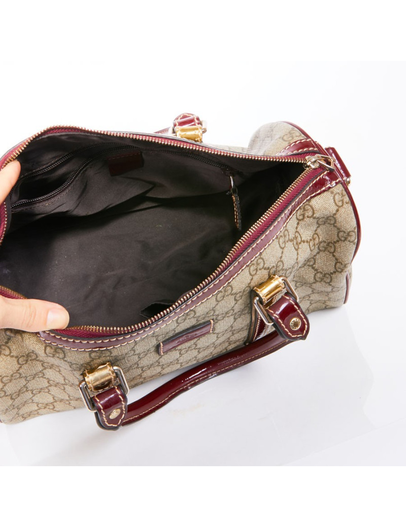 Sac GUCCI toile monogram et cuir verni bordeaux
