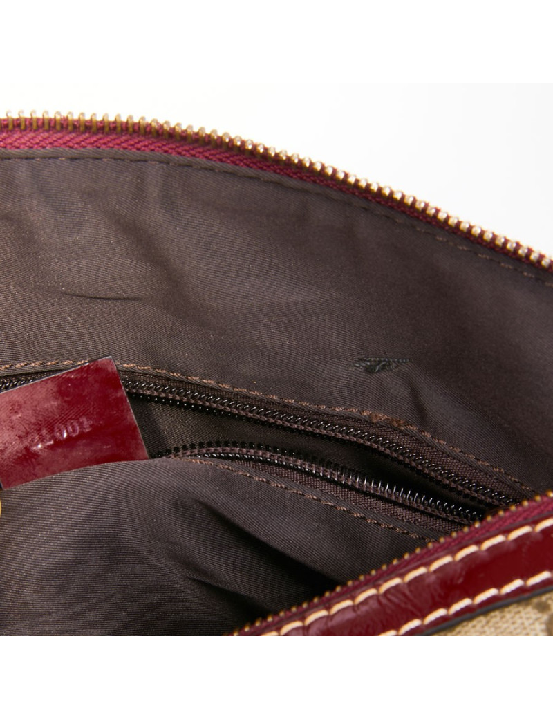 Sac GUCCI toile monogram et cuir verni bordeaux