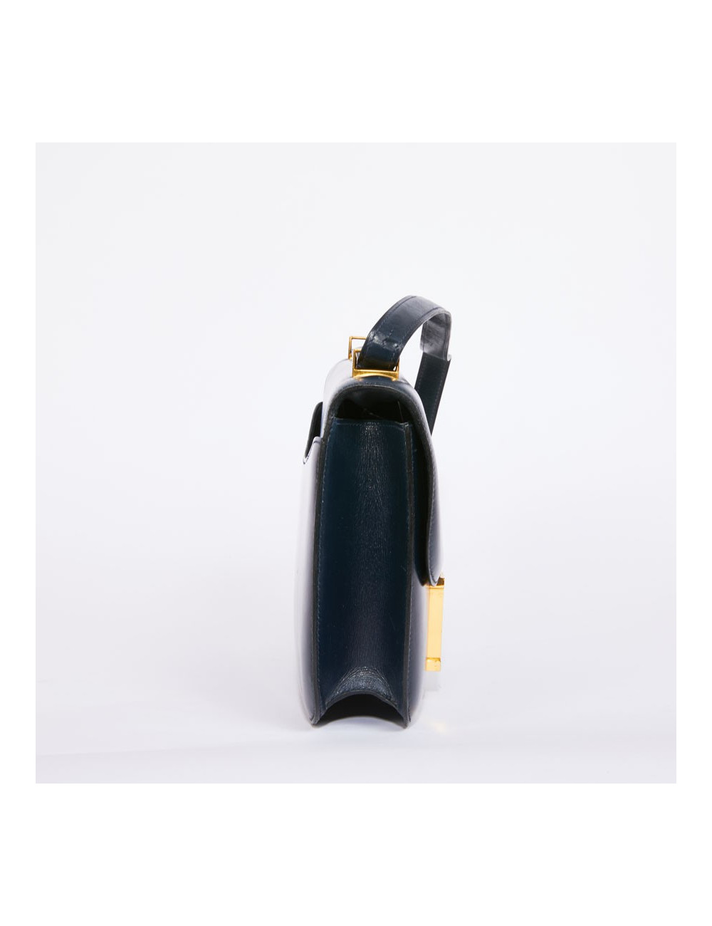 Sac Constance HERMES cuir box bleu