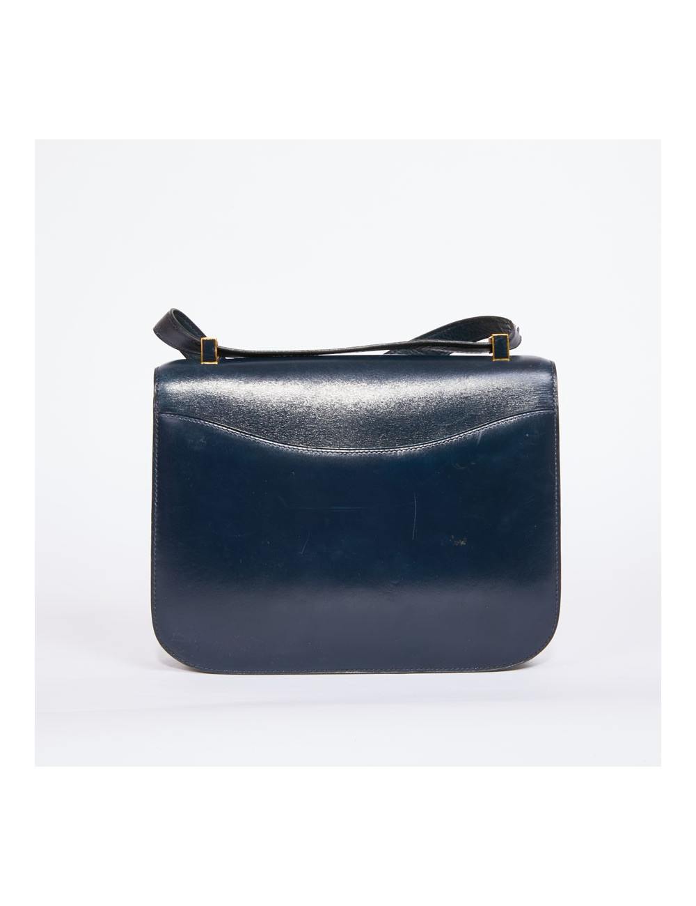Sac Constance HERMES cuir box bleu
