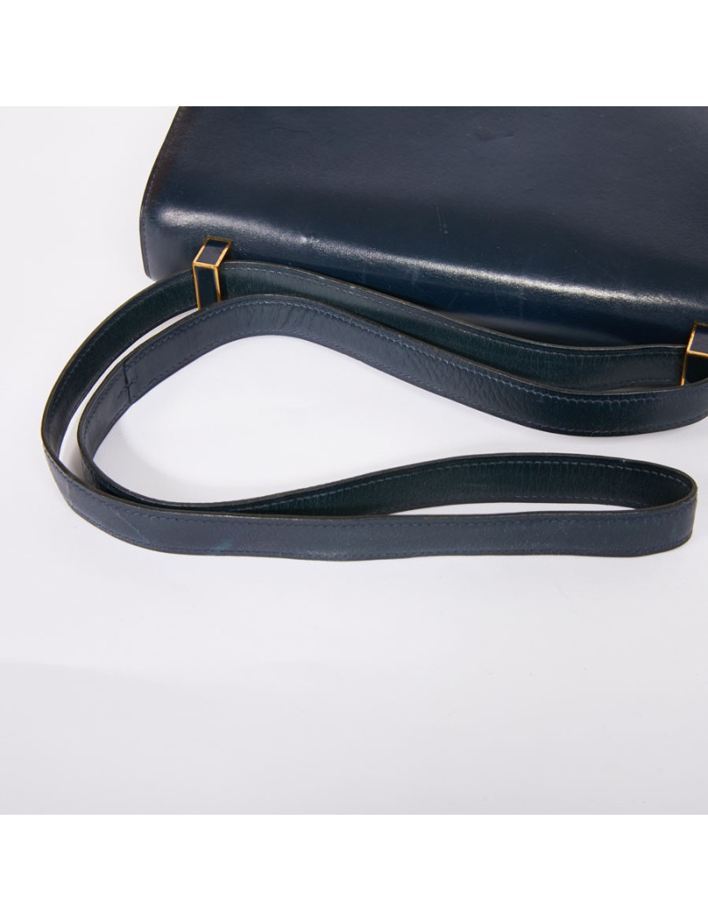 Sac Constance HERMES cuir box bleu
