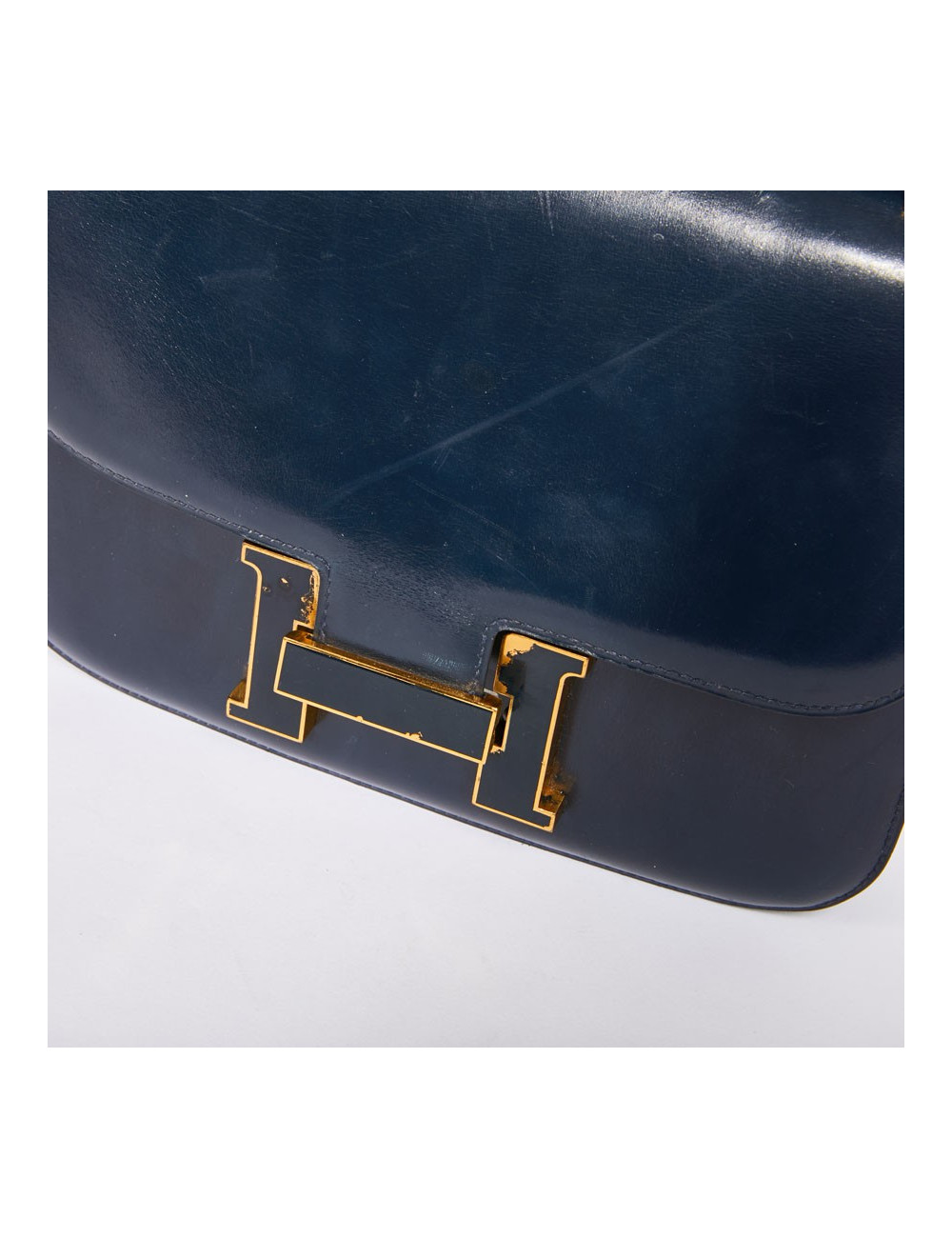 Sac Constance HERMES cuir box bleu