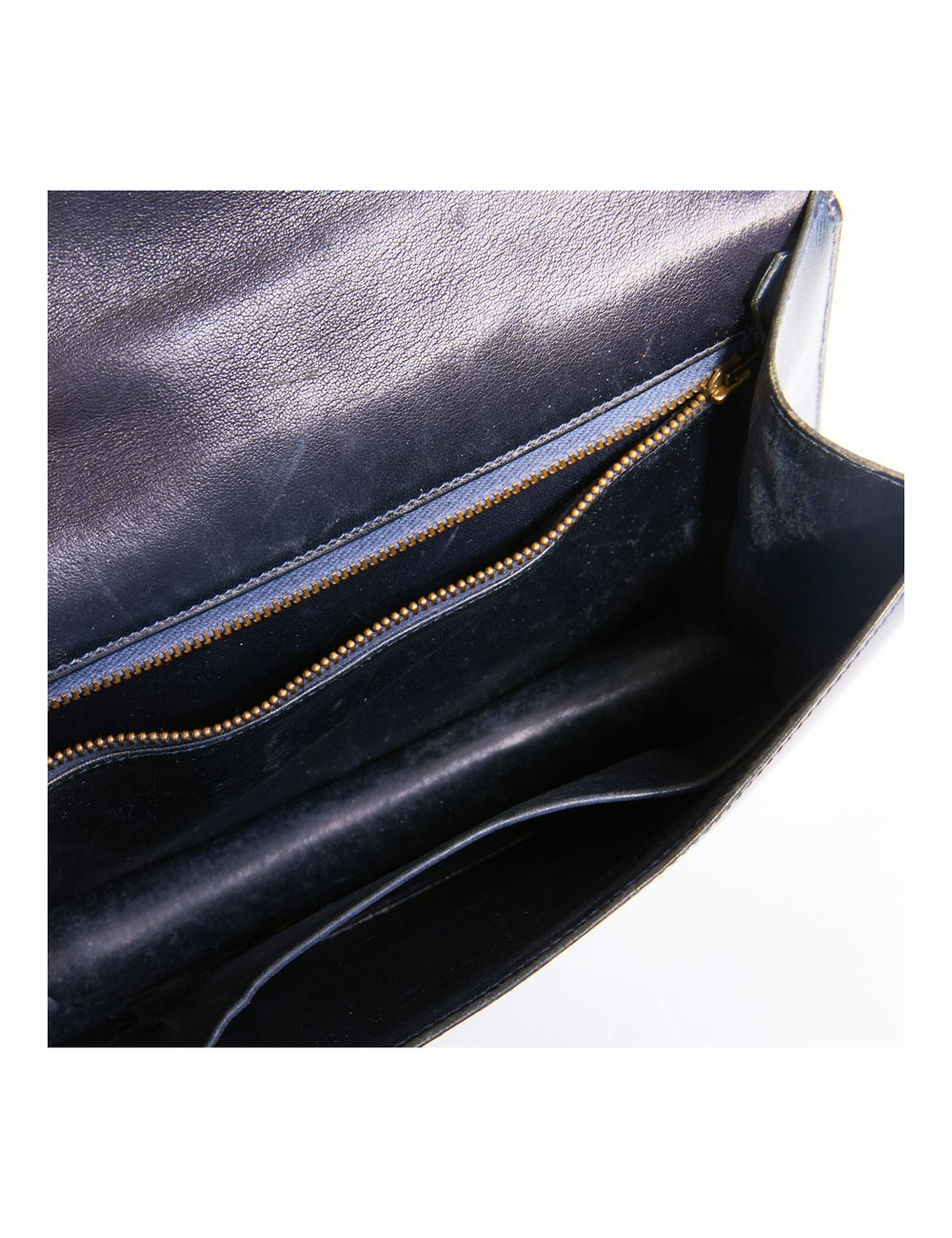 Sac Constance HERMES cuir box bleu