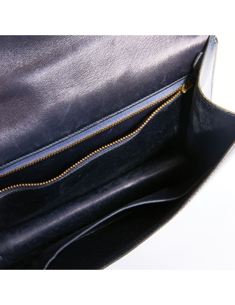 Sac Constance HERMES cuir box bleu