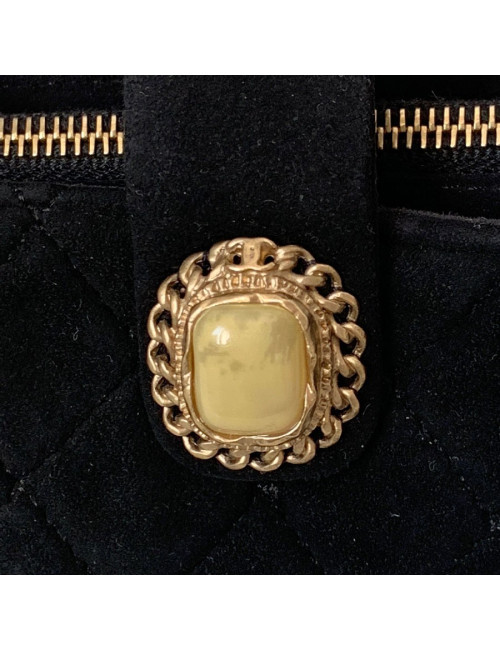 Porte monnaie CHANEL veau velours noir