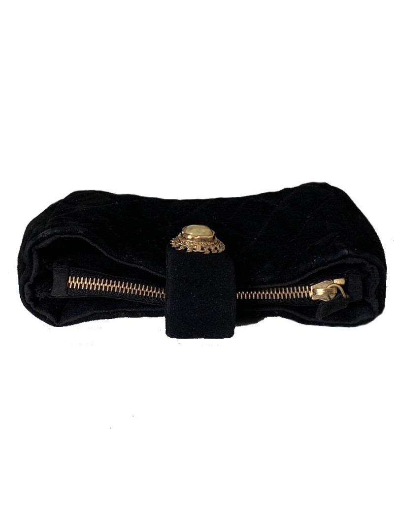 Porte monnaie CHANEL veau velours noir