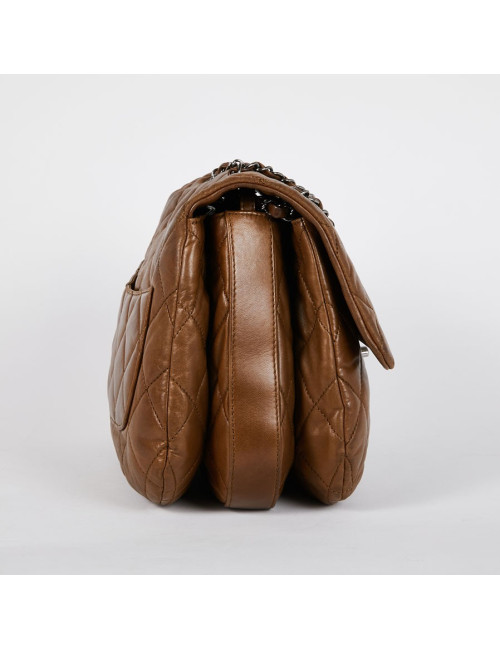 Sac CHANEL cuir d'agneau marron souple matelassé