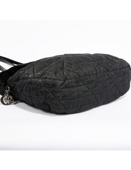 Sac toile mongram CHRSTIAN DIOR et fausse fourrure noire