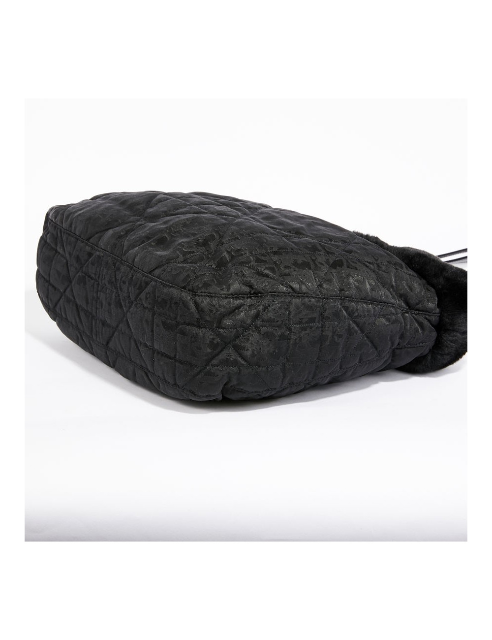 Sac toile mongram CHRSTIAN DIOR et fausse fourrure noire