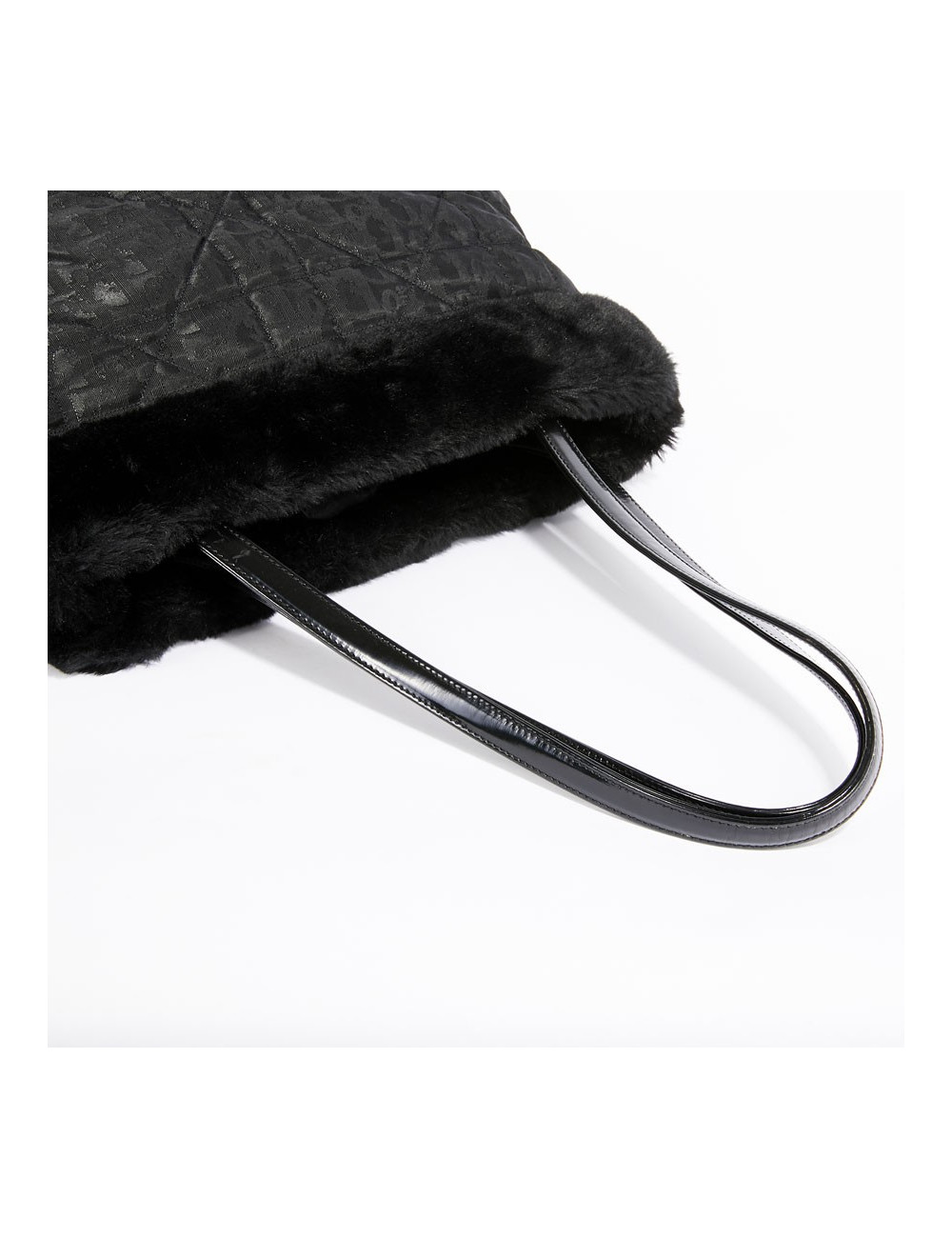 Sac toile mongram CHRSTIAN DIOR et fausse fourrure noire