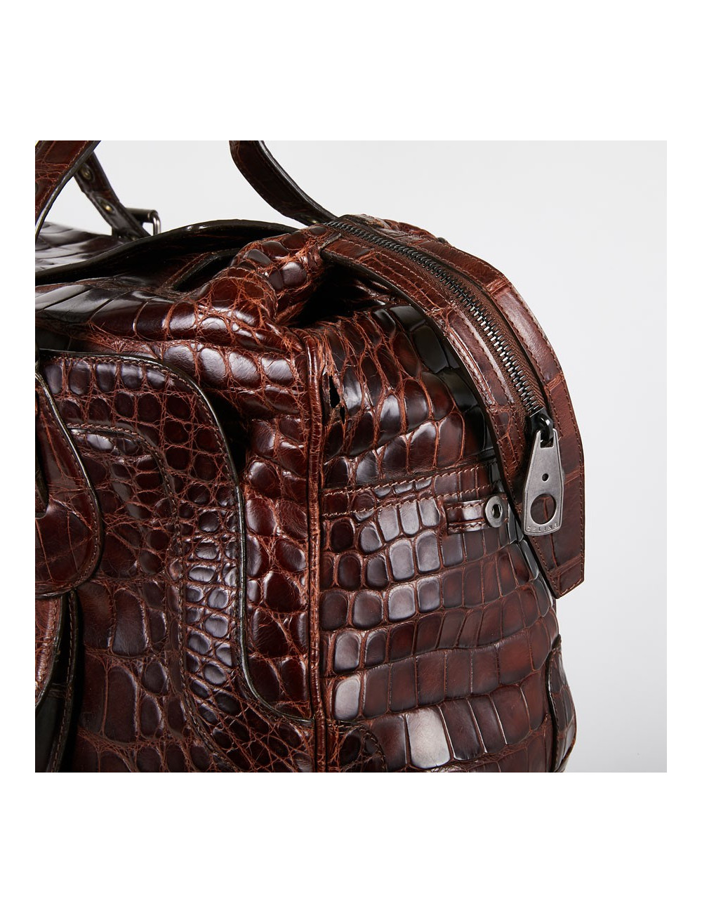 Sac de voyage CELINE alligator marron du Mississippi