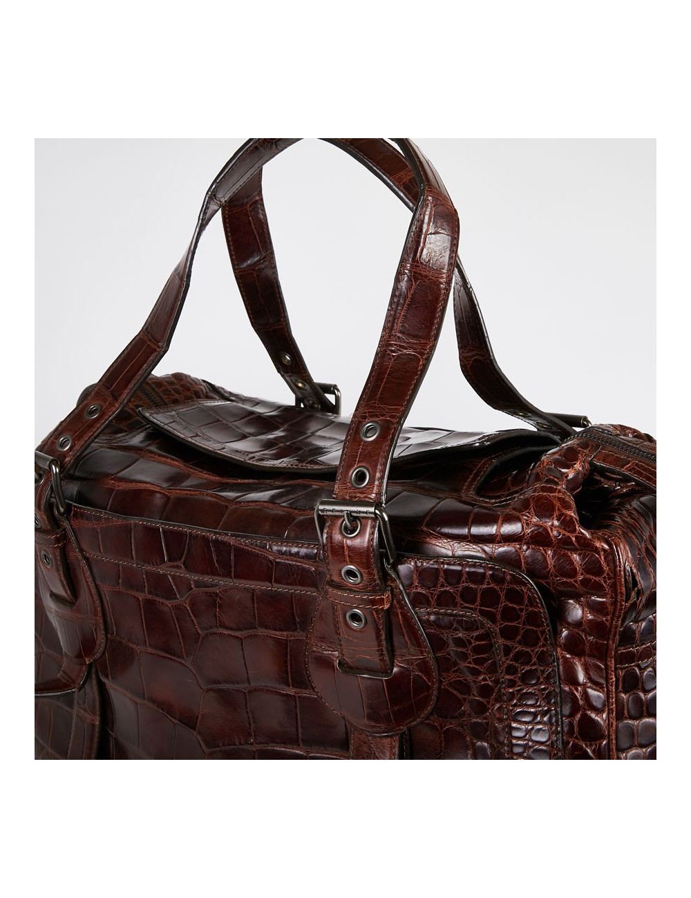 Sac de voyage CELINE alligator marron du Mississippi