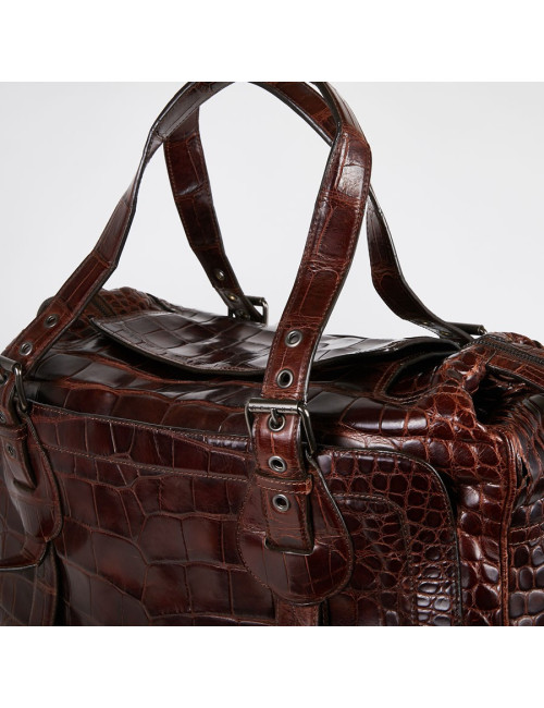 Sac de voyage CELINE alligator marron du Mississippi