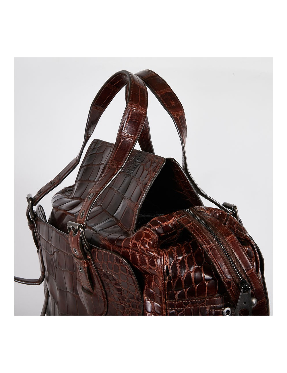 Sac de voyage CELINE alligator marron du Mississippi