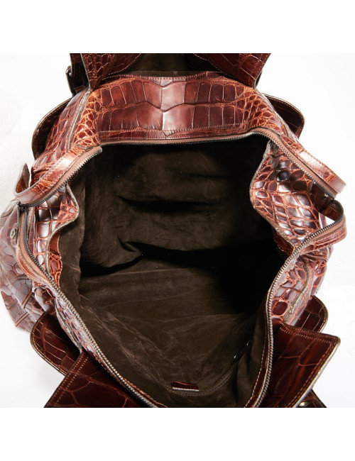 Sac de voyage CELINE alligator marron du Mississippi