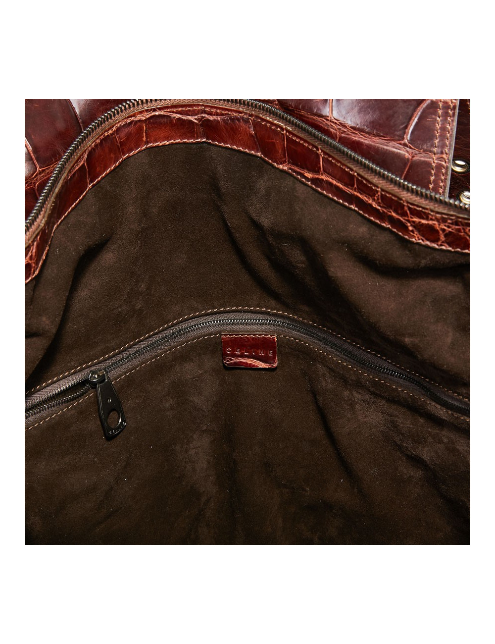 Sac de voyage CELINE alligator marron du Mississippi
