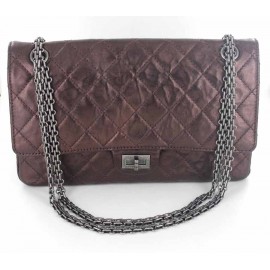 CHANEL 2.55 iridescent brown leather