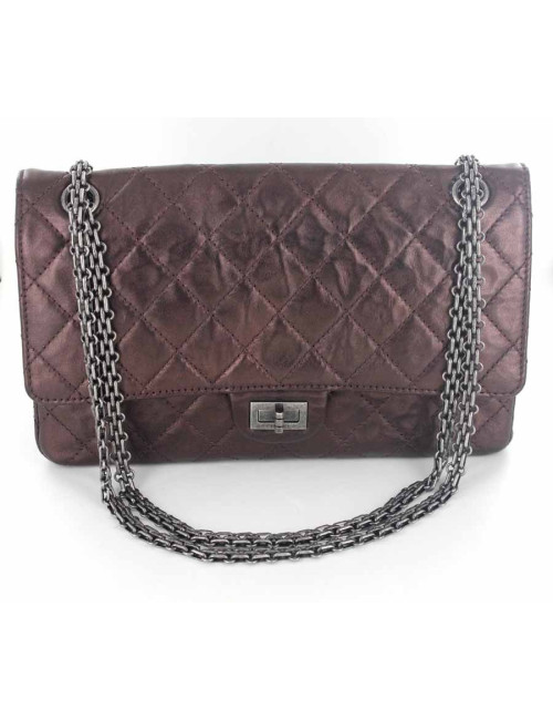 2.55 CHANEL en cuir marron irisé