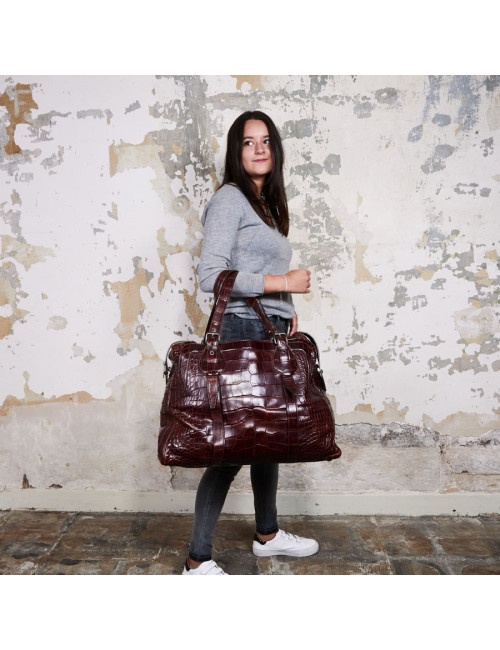 Sac de voyage CELINE alligator marron du Mississippi