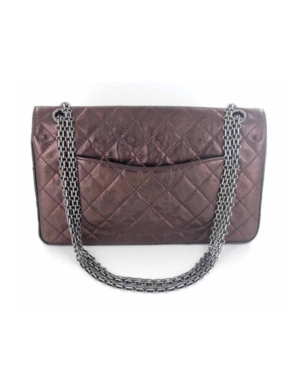 2.55 CHANEL en cuir marron irisé