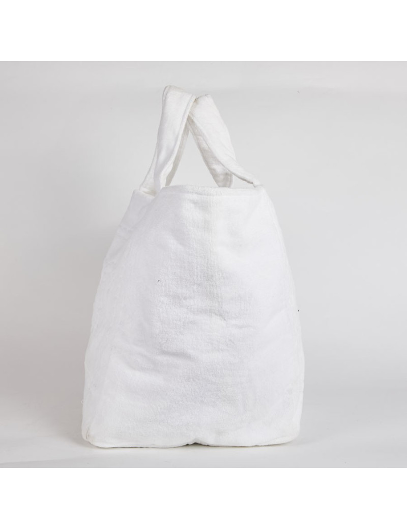 Sac de plage CHANEL tissu éponge blanc 