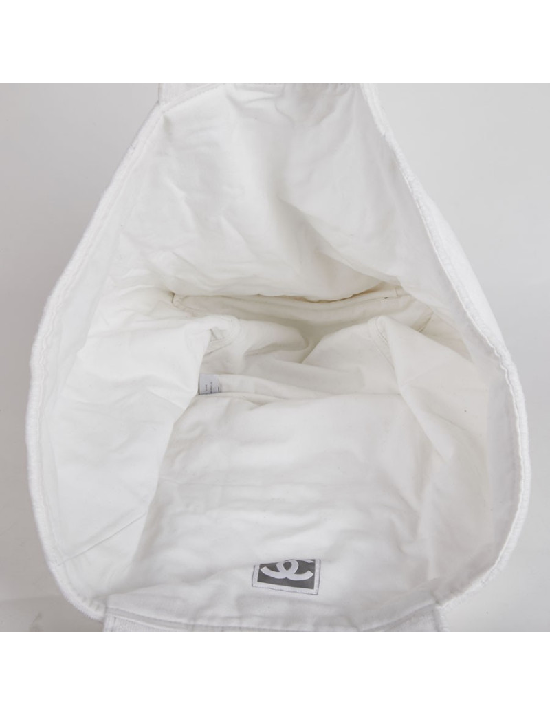 Sac de plage CHANEL tissu éponge blanc 