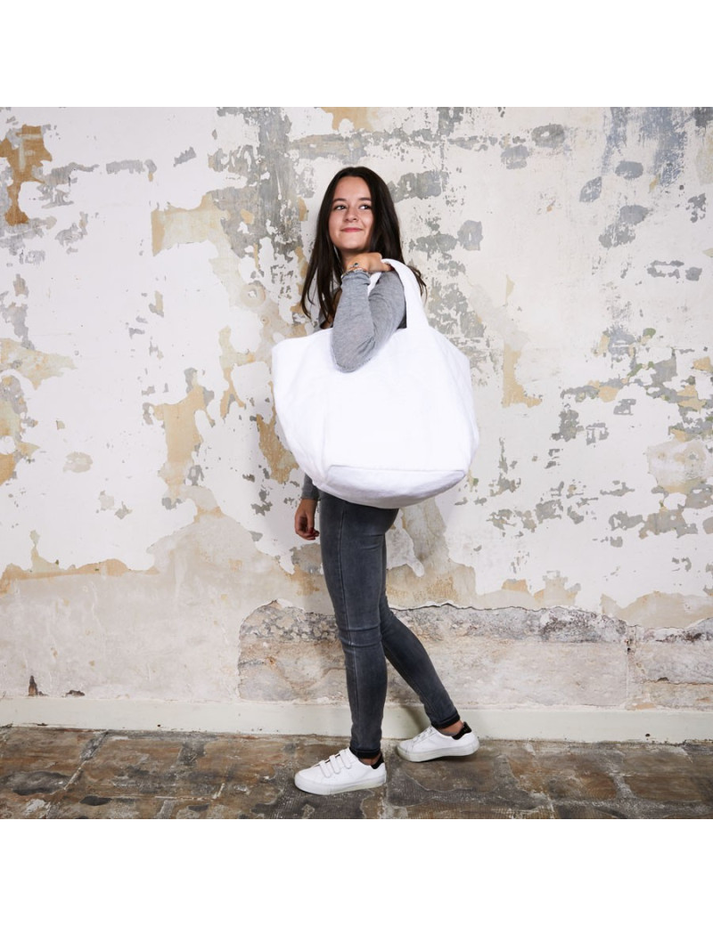 Sac de plage CHANEL tissu éponge blanc 